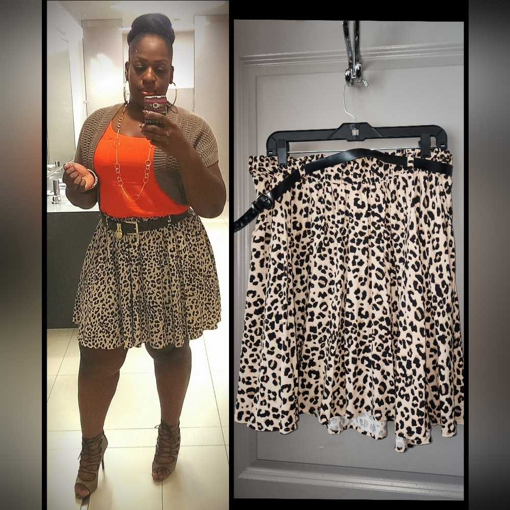 Stylish Leopard Print Skater Skirt